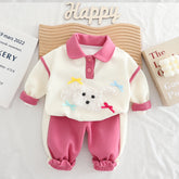 Poodle Patch Sweatshirt & Jogger Pants Childrenβs Outfit β Pink, Purple or Brown (1-5 Years)