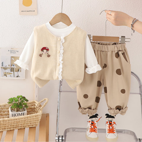 Kids Polka Dot Pants & Knit Vest Outfit β Beige or Brown (1-5 Years) Kids Polka Dot Pants & Knit Vest Outfit β Beige or Brown (1-5 Years)