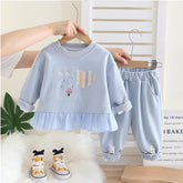 2-Piece Kids Light Blue Outfit with Heart & Bunny Detail (1-5 Years)