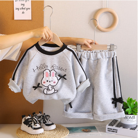 Kids Bunny Sweatshirt & Shorts Set β Grey or Purple (1-5 Years) Kids Bunny Sweatshirt & Shorts Set β Grey or Purple (1-5 Years)