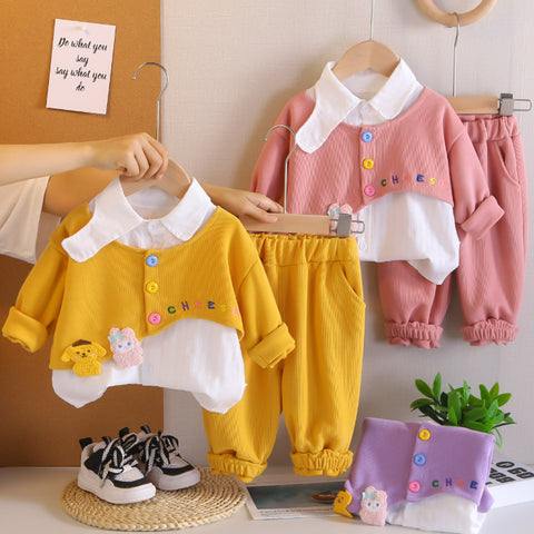 Kids Button-Up Collar Outfit β Yellow, Pink or Purple (1-5 Years) Kids Button-Up Collar Outfit β Yellow, Pink or Purple (1-5 Years)