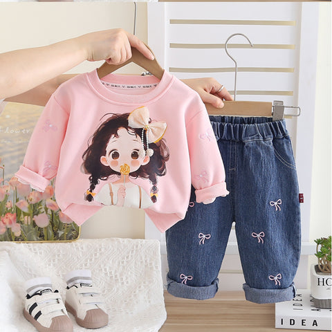 Sweatshirt & Jeans Set β Pink (1-5 Years) Sweatshirt & Jeans Set β Pink (1-5 Years)