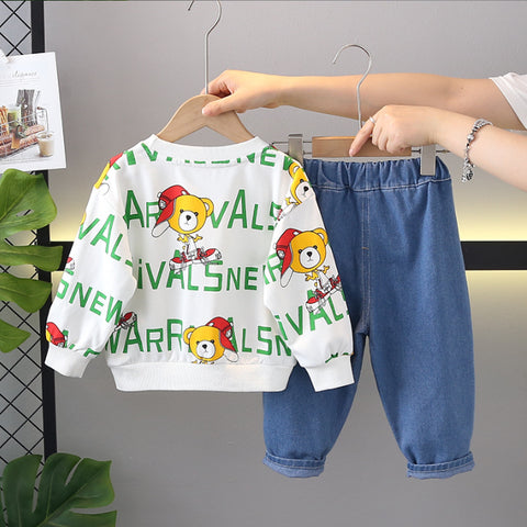 Cartoon Bear Print Sweatshirt & Jeans Set (1-5 Years) Cartoon Bear Print Sweatshirt & Jeans Set (1-5 Years)