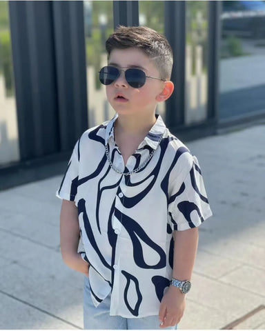 Cool Zebra Print Shirt & Denim Shorts Set – Boys 2–7Y Cool Zebra Print Shirt & Denim Shorts Set – Boys 2–7Y