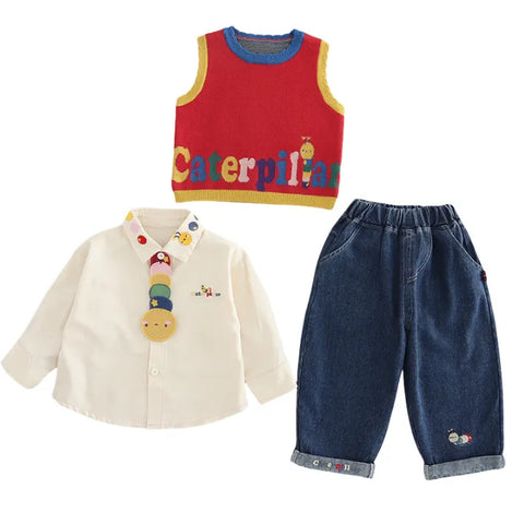 3-Piece Caterpillar Vest Outfit β Red or Purple (1-5 Years) 3-Piece Caterpillar Vest Outfit β Red or Purple (1-5 Years)