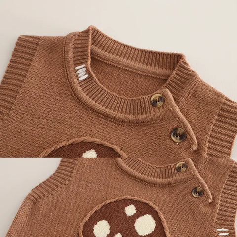 3-Piece Mushroom Vest Outfit β Brown or Green (1-5 Years) 3-Piece Mushroom Vest Outfit β Brown or Green (1-5 Years)