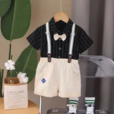 Striped Shirt & Suspender Shorts Set (1β5Y)