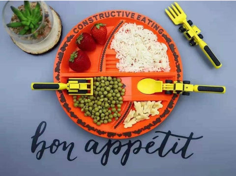 Construction Themed Plate and Spoon Set for 1-6 Year Olds β For Fun Meals Construction Themed Plate and Spoon Set for 1-6 Year Olds β For Fun Meals