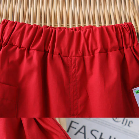 Boys' Happy Bear Graphic Set – Red Shorts Edition