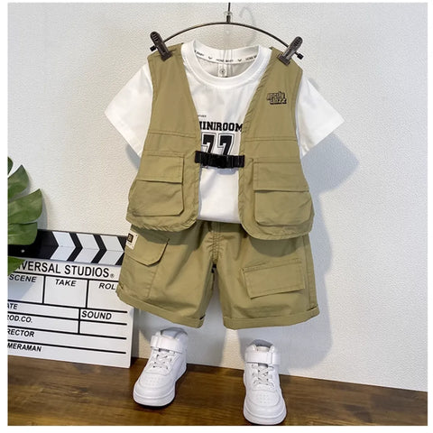 Cool Kids' Headphone Tee & Distressed Shorts Ensemble (1–8 Years)