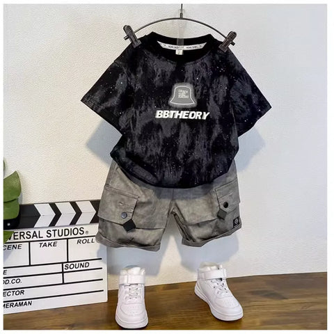 BBTheory Urban Black Tee & Cargo Shorts Set for Boys (1-5 Years)