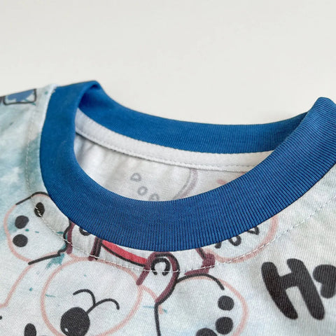 Boys' Blue Street Art Summer Set – Graffiti Tee & Denim Shorts (1-6 Years)