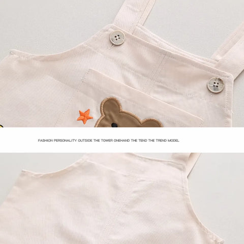 Rainbow Stripe T-Shirt & Bear Dungaree Set for Boys – 1 to 5 Years