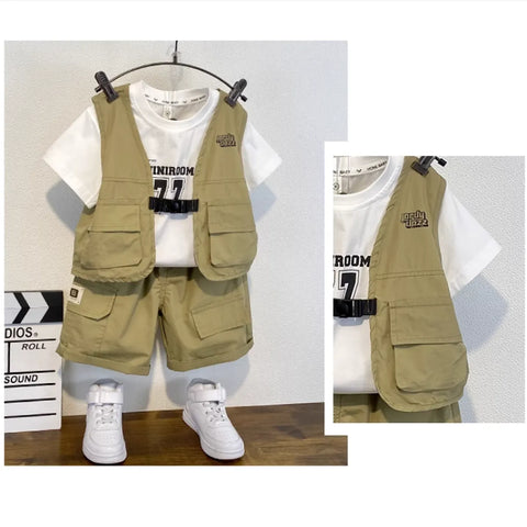 Cool Kids' Headphone Tee & Distressed Shorts Ensemble (1–8 Years)