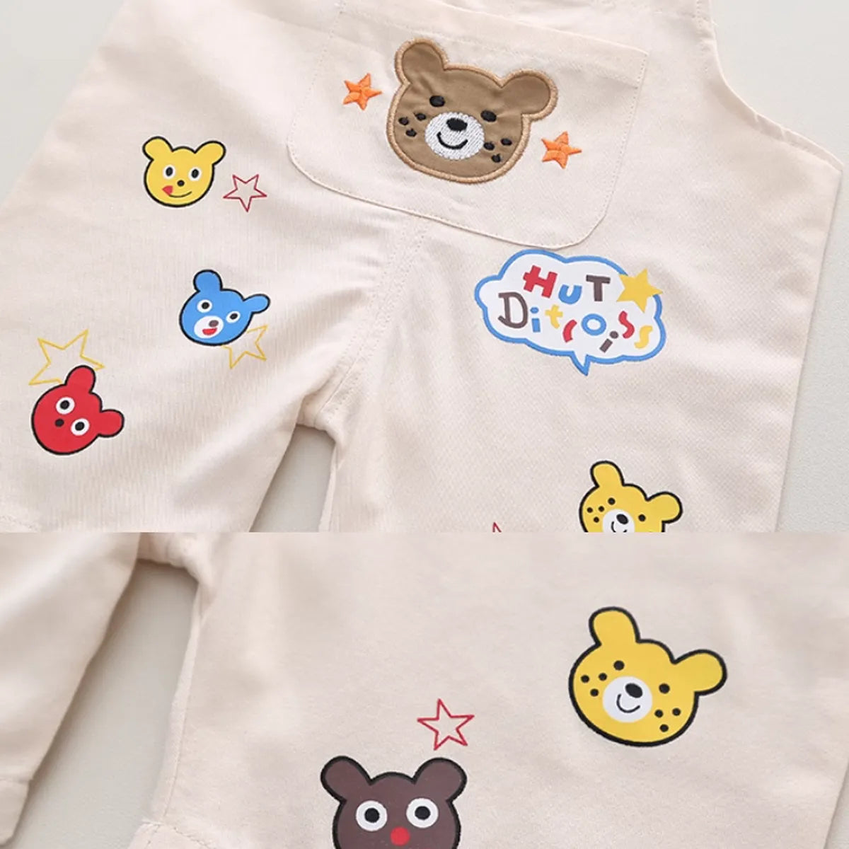 Rainbow Stripe T-Shirt & Bear Dungaree Set for Boys – 1 to 5 Years