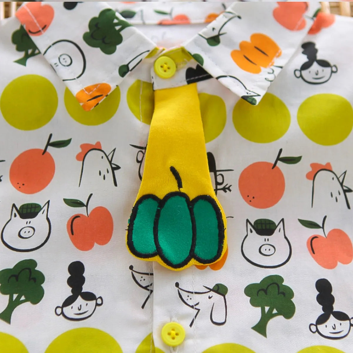 Boys' Cartoon Fruit Shirt & Shorts Set – Colorful Style (1-5 Years)