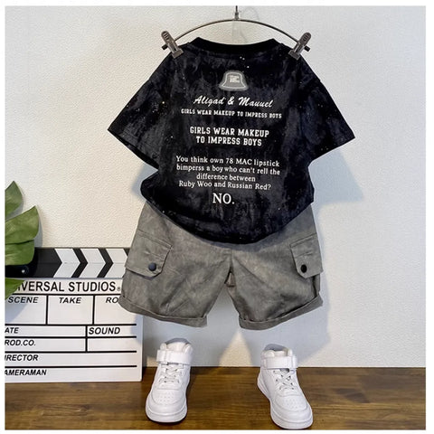 BBTheory Urban Black Tee & Cargo Shorts Set for Boys (1-5 Years)