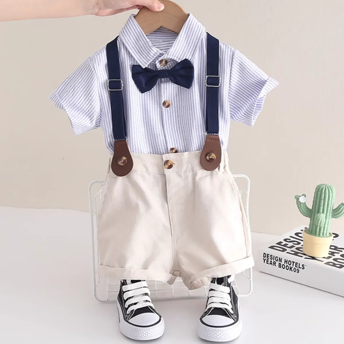 Classic Boys' Bowtie Suspender Shorts Outfit (1–5 Years)