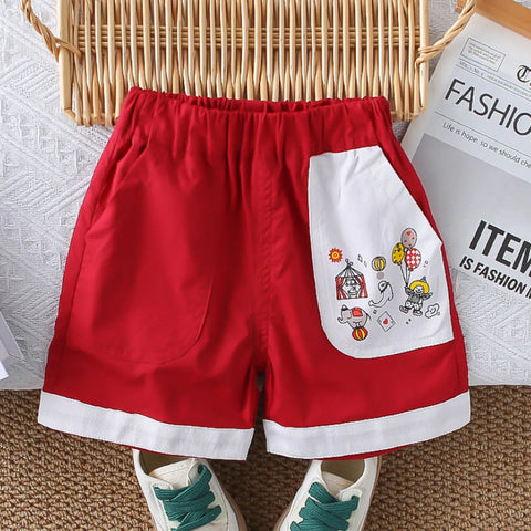2025 Boys' Traffic Bear Summer Set – Red Shorts Edition