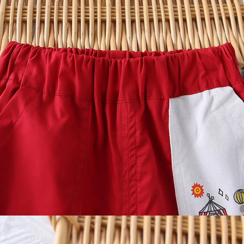 2025 Boys' Traffic Bear Summer Set – Red Shorts Edition