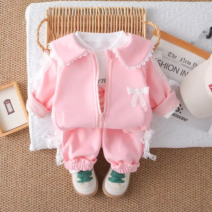 2-Piece Kids Outfit with Lace Bows – Pink or Purple (1-5 Years)