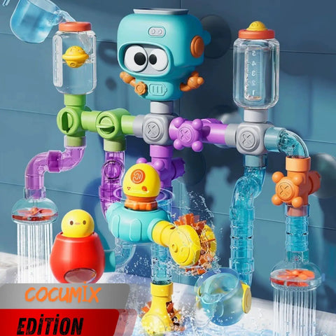 Robot Head Wall-Mounted Water Toy – 27-Piece Bath Fun Set