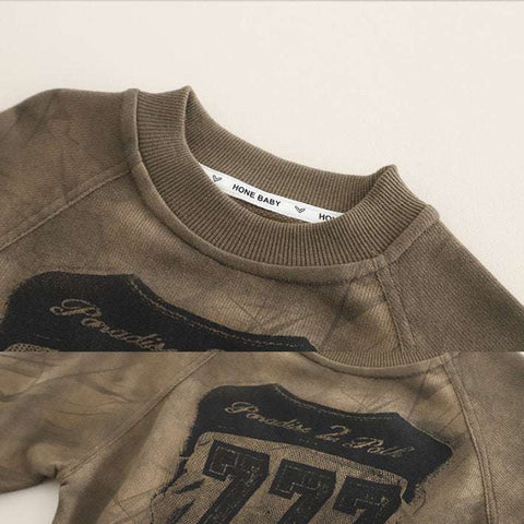 Boys Khaki Long Sleeve & Denim Patch Pants Set (1-6 Years)