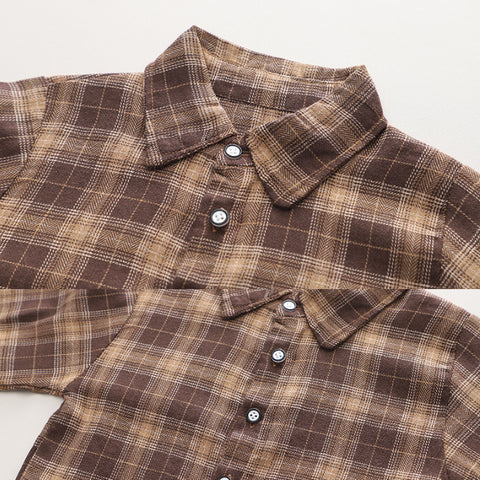 Toddler 3-Piece Plaid Shirt & Bear Vest Outfit – White or Brown (1-5 Years)