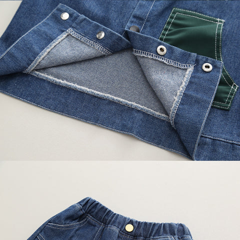 Boys Color Block Denim Jacket & Pants Set (1-5 Years)