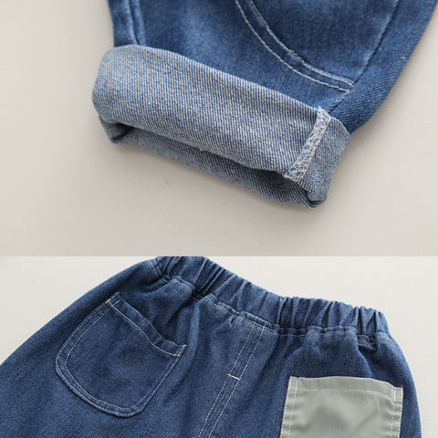 Boys Color Block Denim Jacket & Pants Set (1-5 Years)