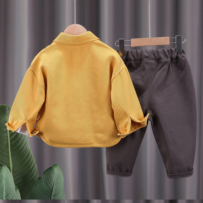 Toddler 3-Piece Color Block Shirt, T-Shirt & Pants Set – Yellow, Green, White (1-5 Years)