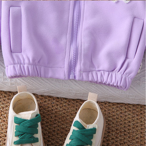 2-Piece Kids Outfit with Lace Bows – Pink or Purple (1-5 Years)