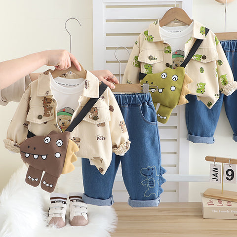 Toddler 3-Piece Sweatshirt, Pants & Bonus Bag Set – Khaki or Green (1-5 Years)