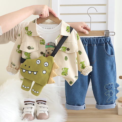Toddler 3-Piece Sweatshirt, Pants & Bonus Bag Set – Khaki or Green (1-5 Years)