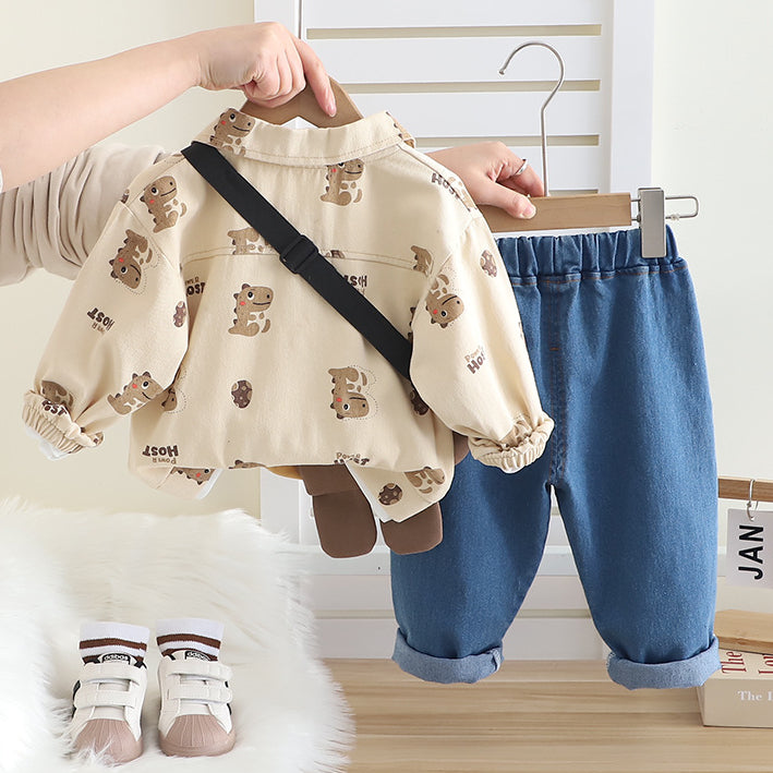 Toddler 3-Piece Sweatshirt, Pants & Bonus Bag Set – Khaki or Green (1-5 Years)