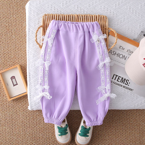 2-Piece Kids Outfit with Lace Bows – Pink or Purple (1-5 Years)