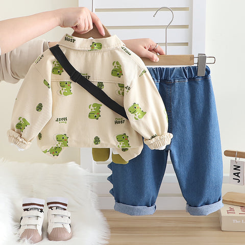 Toddler 3-Piece Sweatshirt, Pants & Bonus Bag Set – Khaki or Green (1-5 Years)