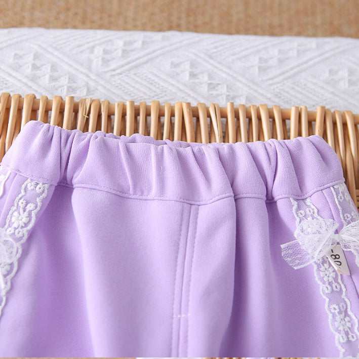 2-Piece Kids Outfit with Lace Bows – Pink or Purple (1-5 Years)