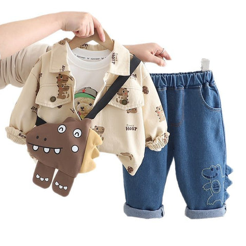Toddler 3-Piece Sweatshirt, Pants & Bonus Bag Set – Khaki or Green (1-5 Years)