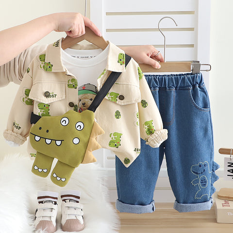Toddler 3-Piece Sweatshirt, Pants & Bonus Bag Set – Khaki or Green (1-5 Years)