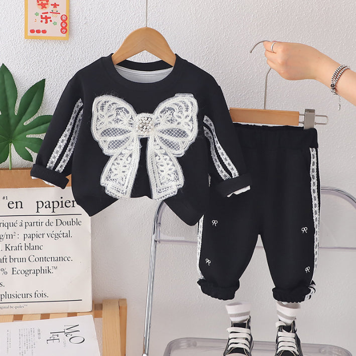 2-Piece Kids Bow Outfit – Black, Purple or Pink (1-5 Years)