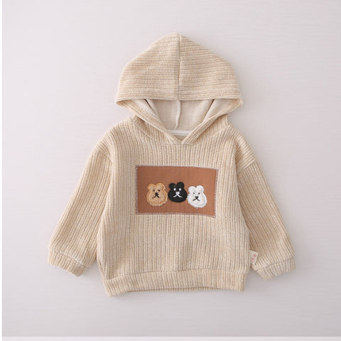 Bear Patch Hoodie & Jeans Children’s Outfit – Blue or Cream (1-5 Years)