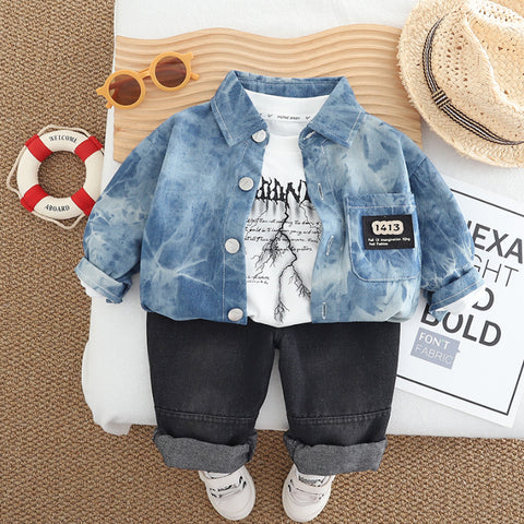 Denim Shirt, Sweatshirt & Jeans Children’s Outfit – Blue or Black (1-5 Years)