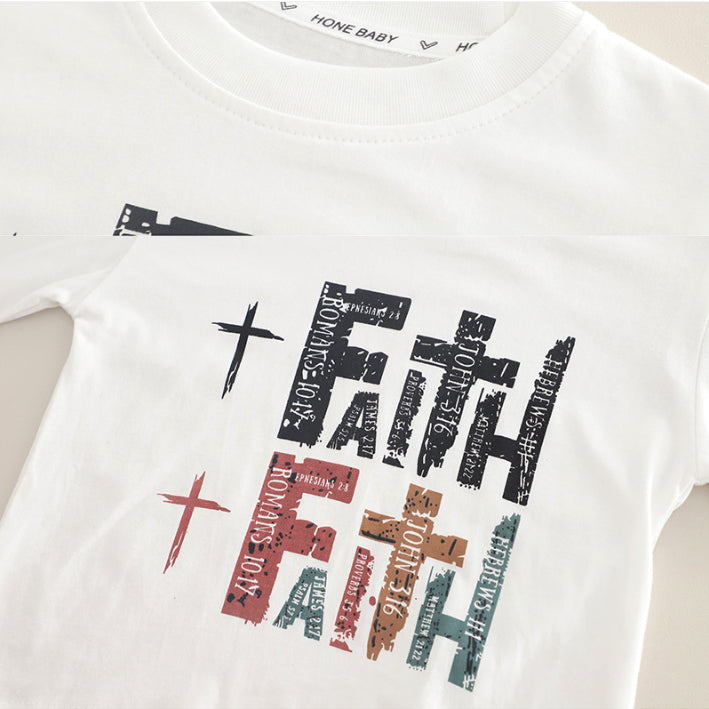 Striped Shirt, Graphic T-Shirt & Jeans Children’s Outfit – Brown or Black (1-5 Years)