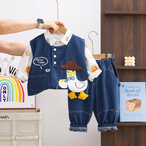 3-Piece Kids Duck Outfit – Blue or Dark Denim (1-5 Years)