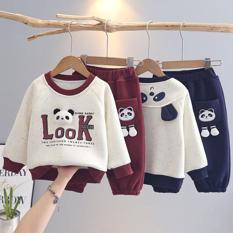 2-Piece Kids Panda Outfit – Burgundy or Navy (1-5 Years)