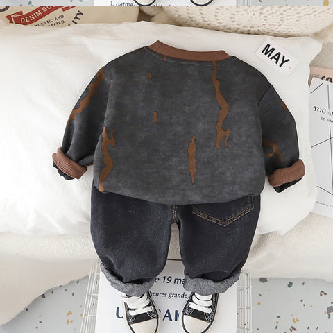 Kids Sweatshirt & Jeans Set – Purple, Grey or Dark Grey (1-5 Years)