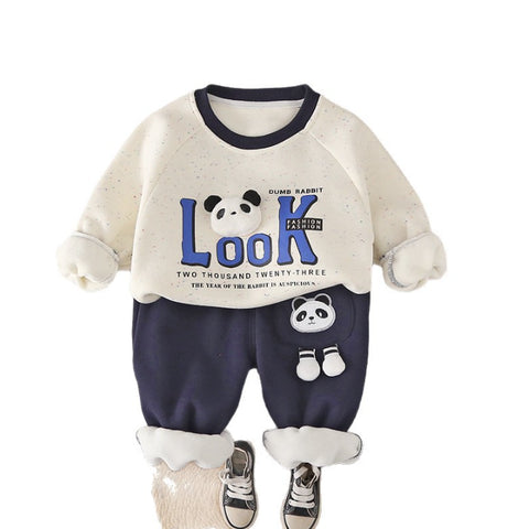 2-Piece Kids Panda Outfit – Burgundy or Navy (1-5 Years)