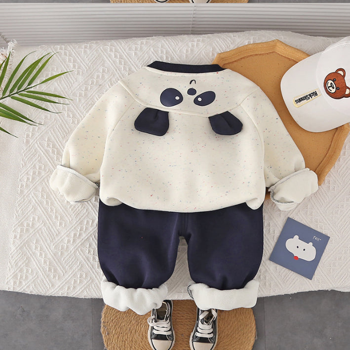 2-Piece Kids Panda Outfit – Burgundy or Navy (1-5 Years)