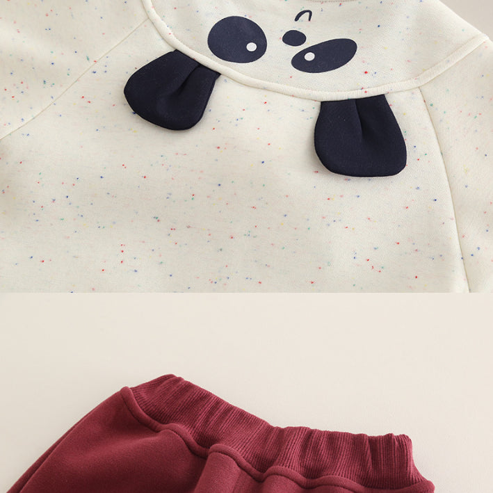 2-Piece Kids Panda Outfit – Burgundy or Navy (1-5 Years)